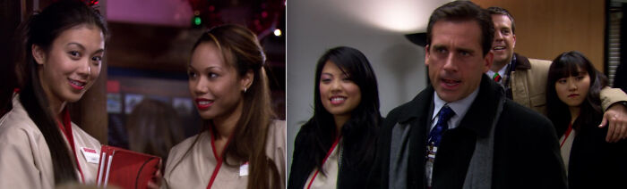 In The Office Benihana Christmas Episode The Waitresses At The Restaurant Are Not The Same Waitresses That Are Brought Back To The Party