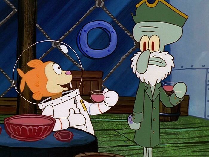 In The Spongebob Squarepants Halloween Special, Sandy Dresses Up As A Pet Goldfish In A Bowl And Squidward “Doesn’t Get It” Because He’s Unaware Of What Life Is Like Beyond The Sea
