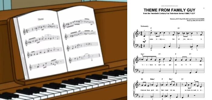 In The Family Guy Intro, The Sheet Music On Lois' Piano Is Accurate
