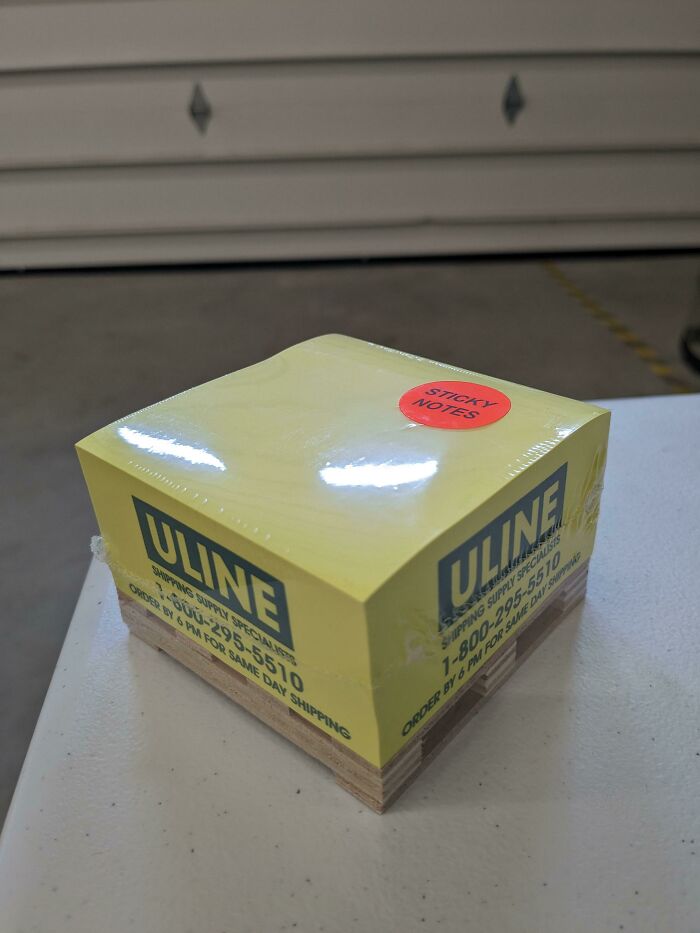 These Uline Sticky Notes On A Little Pallet