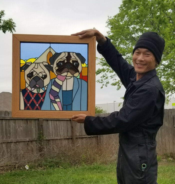 I Made American Gothic In Stained Glass...with Pugs