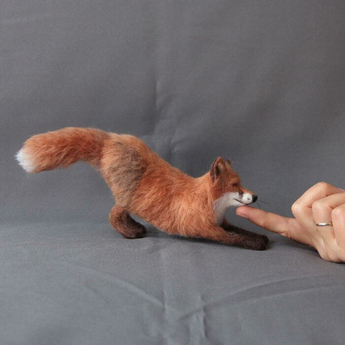 Needle Felted Fox Sculpture Made By Me