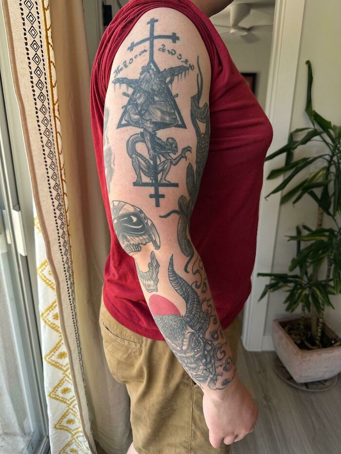 Full Arm Patchwork Tattoos Sleeve