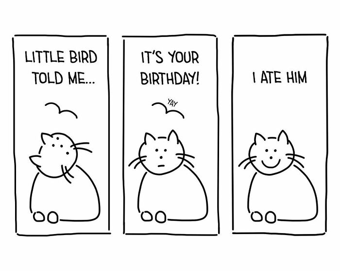 funny birthday meme about cat who ate bird
