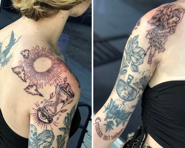 Patchwork Arm Sleeve Tattoos