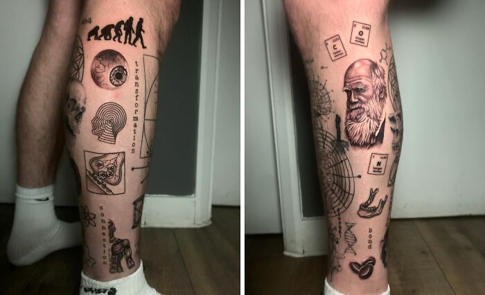 Aesthetic Leg Patchwork Tattoos