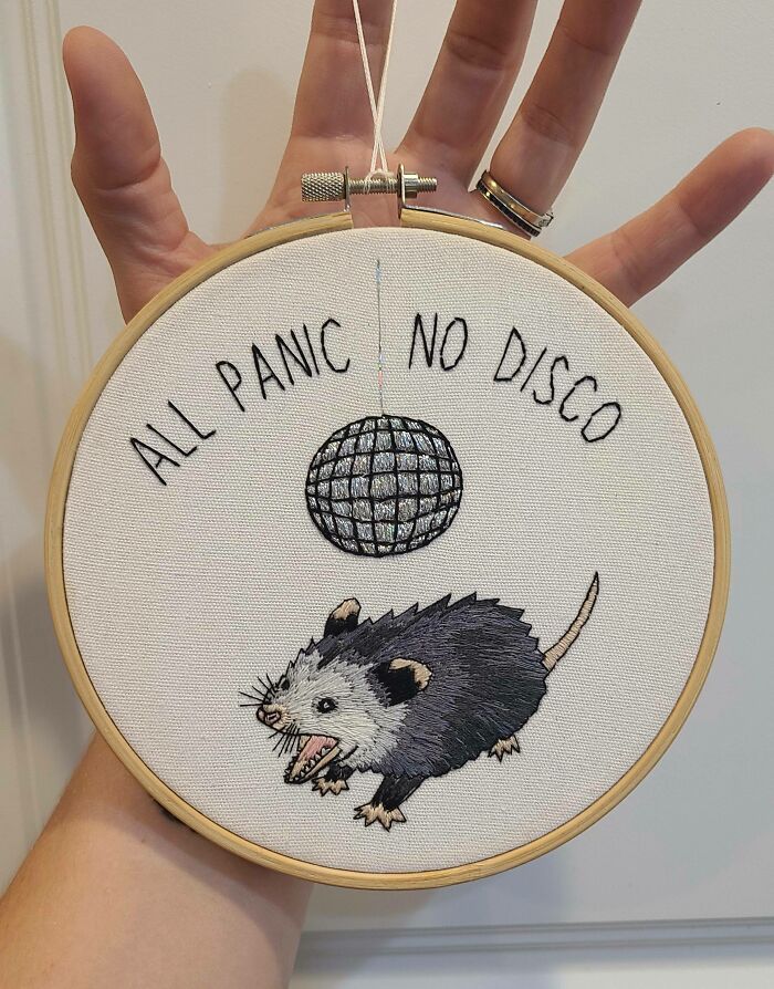 Stitched This Screamy Boi For A Friend's Birthday. I'll Never Work With Sulky Metallic Threads Again