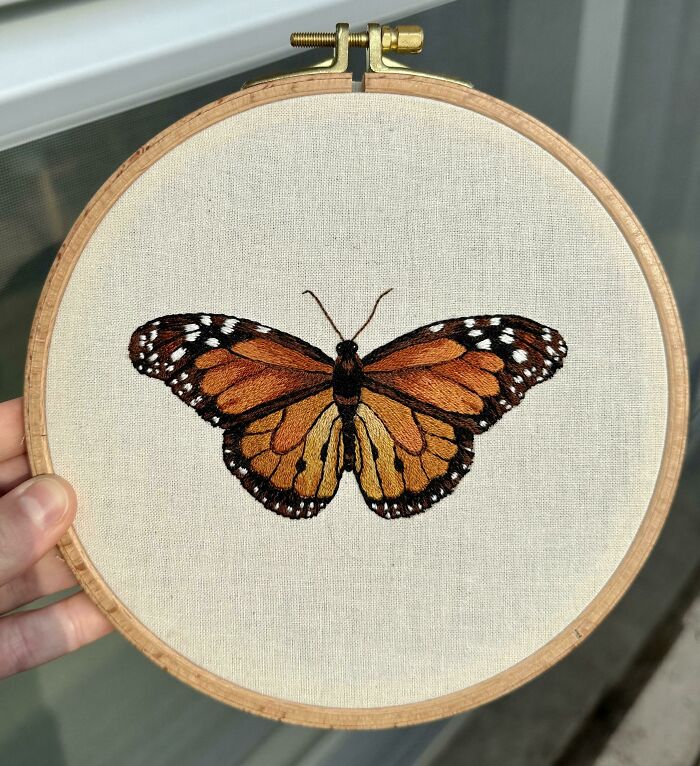Tried Thread Painting For The First Time Butterfly Pattern By Emillie Ferris