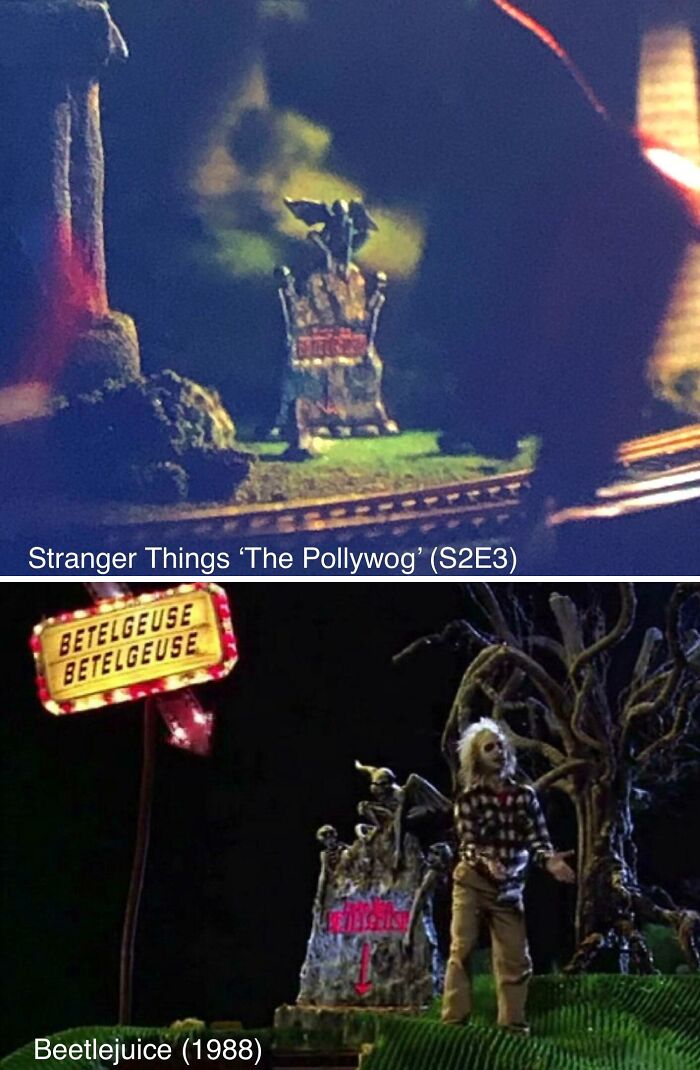 In The Stranger Things Episode ‘Chapter Three: The Pollywog’ (S2e3), If You Look Closely At Mr. Clarke’s Town Model, You Can See The Betelgeuse Tombstone From Beetlejuice (1988)