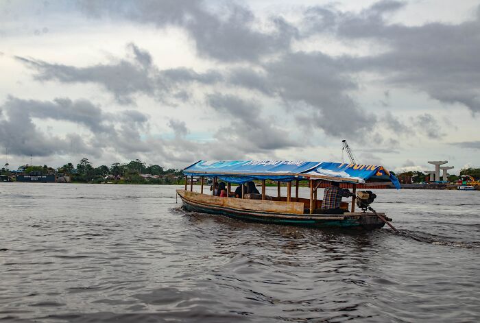 Boat riding in Amazon river