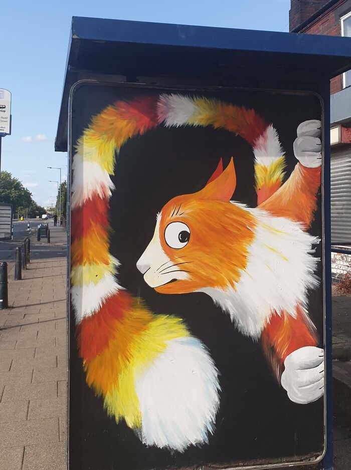 My Mum Painted This Mural Over Graffiti At A Bus Stop