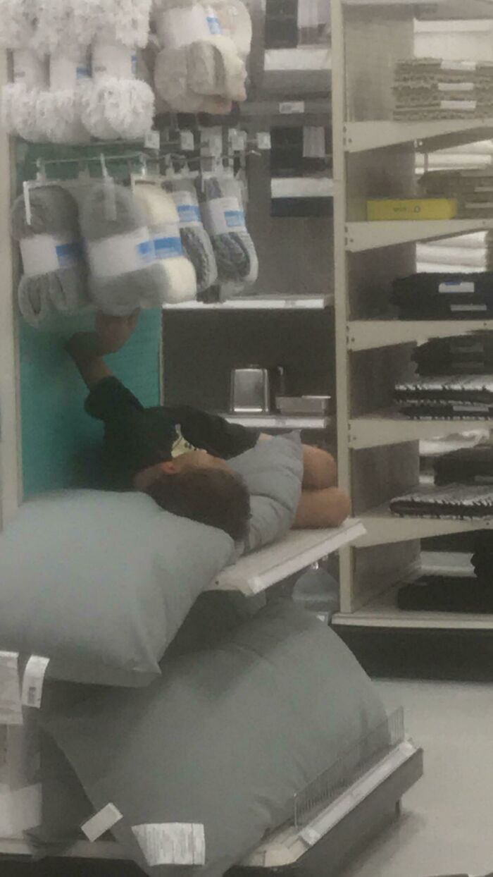 Kid Got Comfortable While Mom Was Shopping. (Sorry For Bad Resolution, Camera Was Dirty)