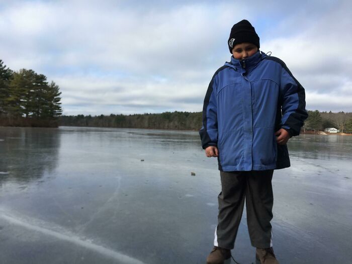 My Nephew Overcame His Fears And Stood On A Frozen Pond!!