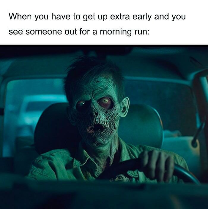 Morning People running zombie meme