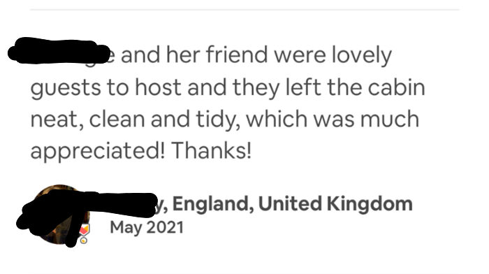 Every Review From Our Airbnb Hosts Is Like This: Me And My Gal Pal Love To Just Escape To The Countryside And Cosy Up In A One Bed Room Cabin Together