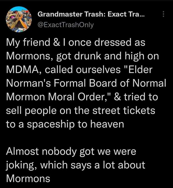 Elder Norman's Formal Board Of Normal Mormon Moral Order