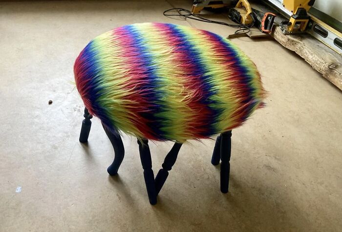 Fluffy colourful chair 