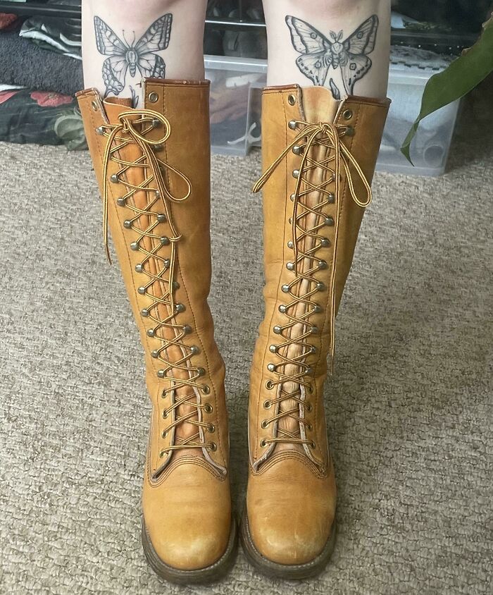 Bought These Gorgeous 70’s Frye Boots Off Depop Recently And They Frame My Tattoos So Nicely