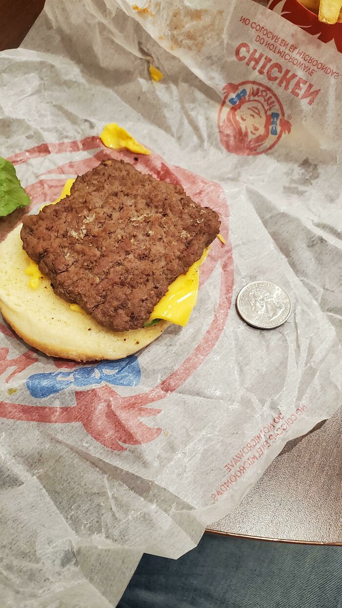 Wendy's Regular Patties Turned Into Junior Patties, And Junior Patties Turned Into Whatever The Hell This Is
