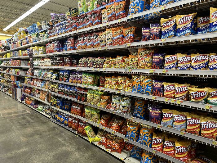 The Chip Section Is Noticeably Organized With Smaller Bags All The Way Around