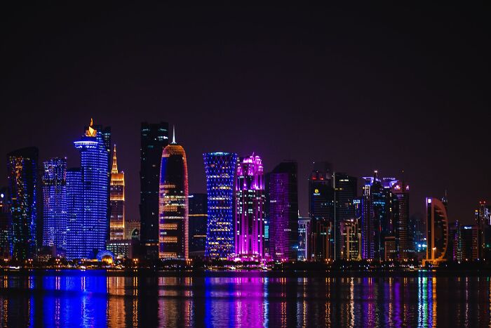 View of Doha city at nightime