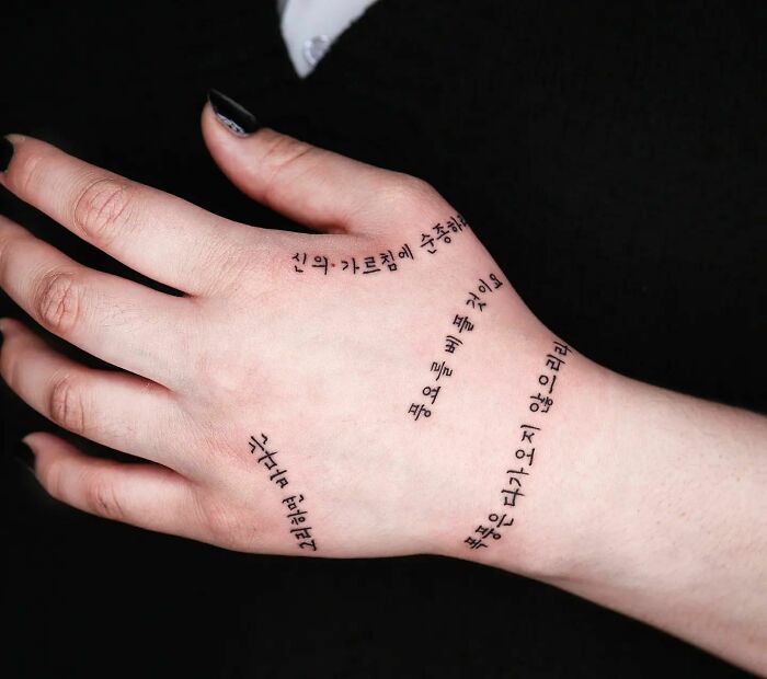 Lettering tattoo on hand