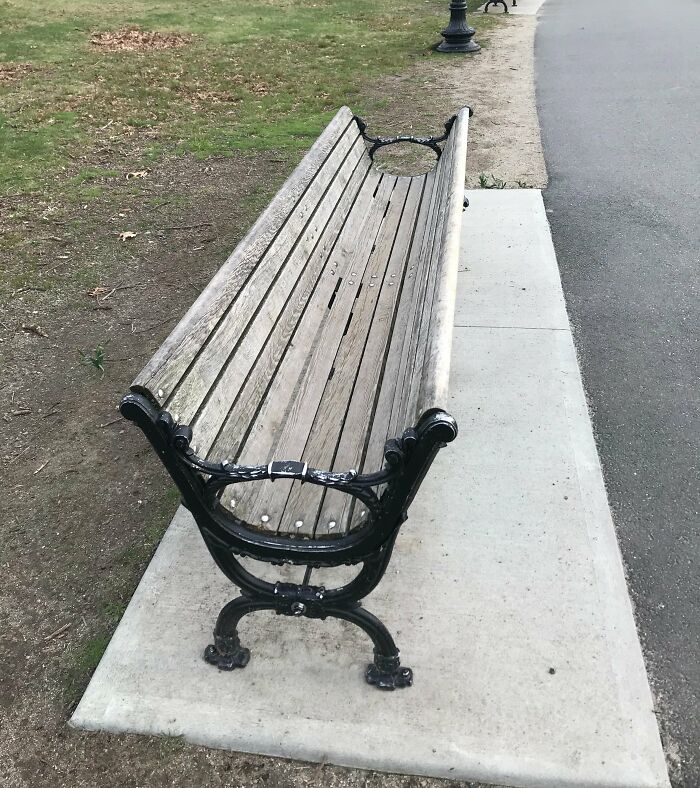 Semicircle shaped park bench