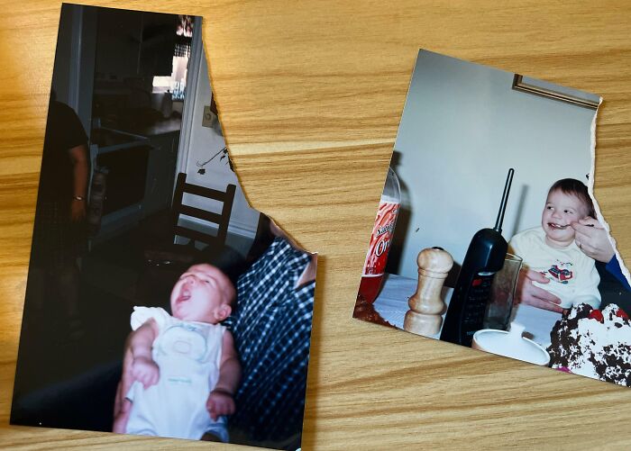 Tras el divorcio de mis padres, mi madre arrancó a mi padre de las fotos de mi infancia. Murió hace más de dos años y no tenemos muchas fotos juntos