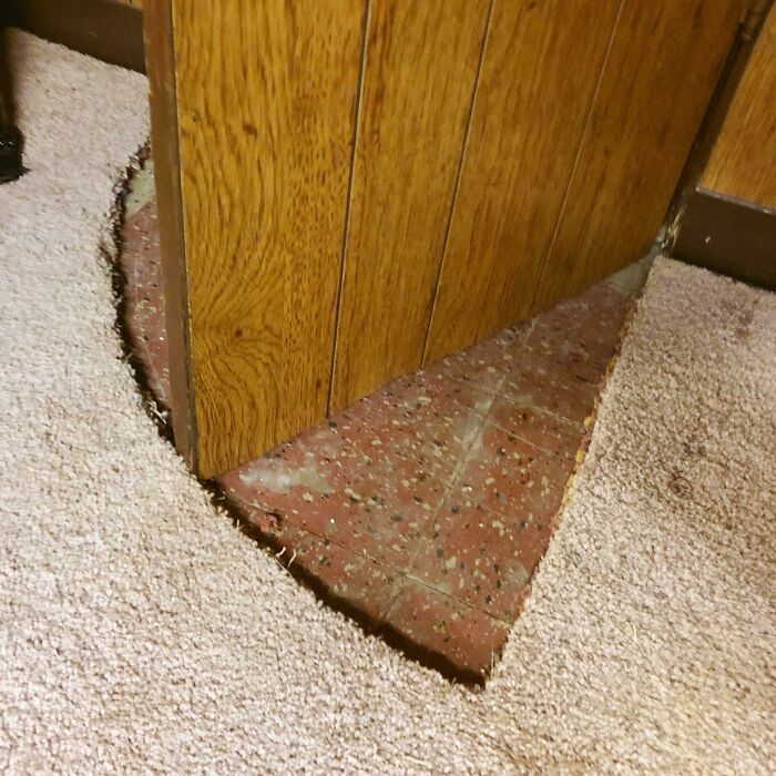 Why Cut The Door When You Can Cut The Carpet Instead (Found In The New House Basement)