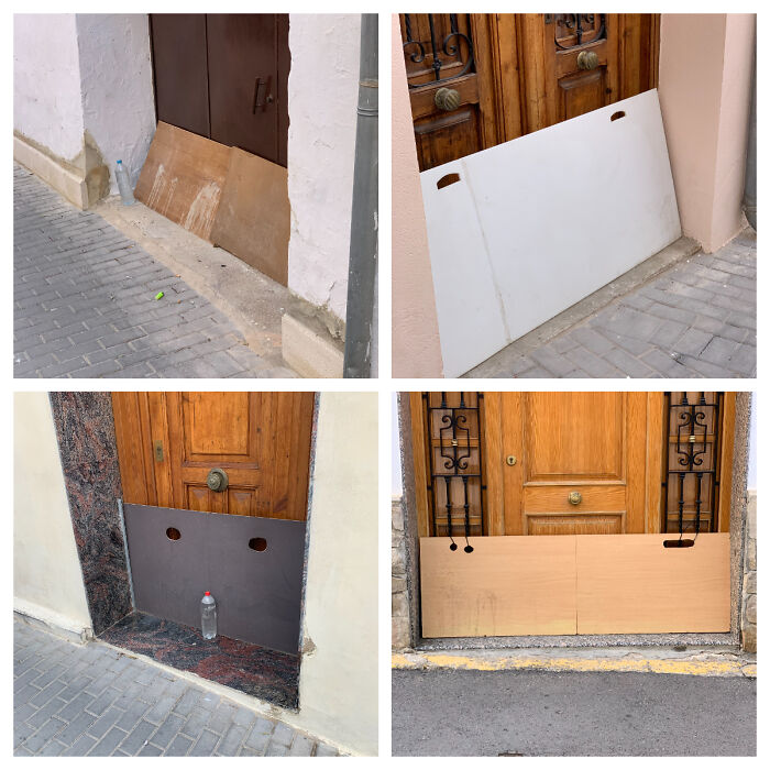 What Are Those Wooden/Plastic Boards In Front Of Doors? Found In A Small Spanish City
