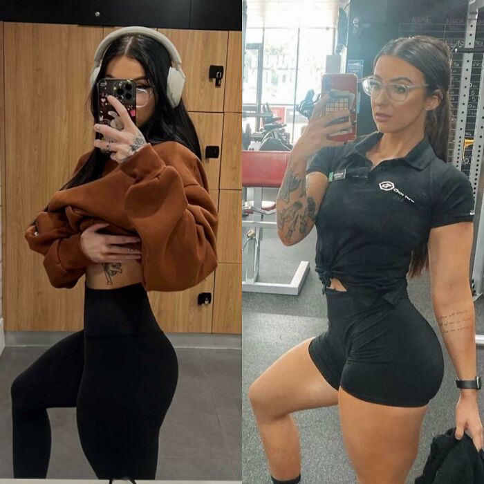 She Posted The Left Image On Her Story And The Proportions Make Absolutely No Sense Compared To What She’s Previously Posted (On The Right)