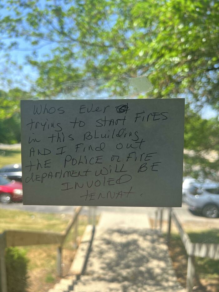 A Note On My Apartment Buildings Door This Morning