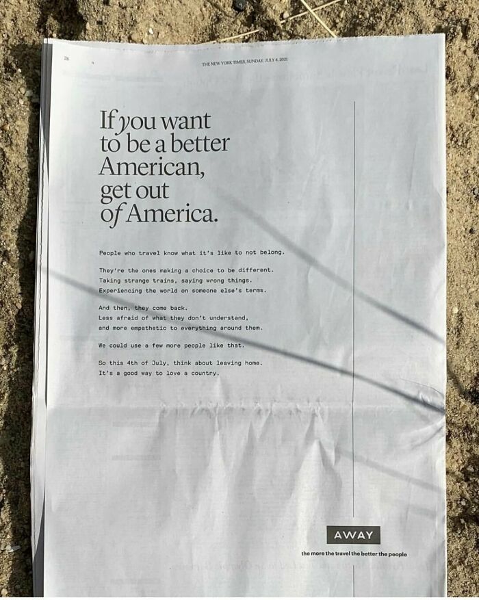 Full-Page Ad In The NY Times By Away