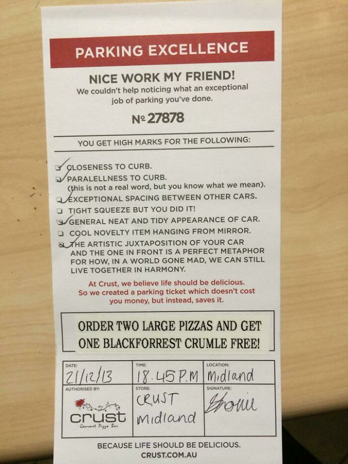 A Friend Of Mine Got This "Parking Ticket". Excellent Outside-The-Box Marketing