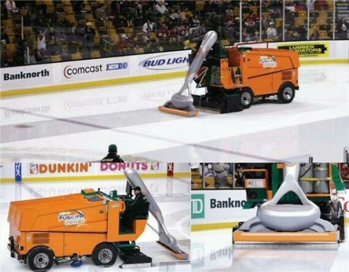 Gillette Cleverly Advertising Their Razors At A Hockey Game