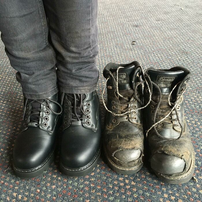 My Husband’s Work Boots. Brand New And Used About 4 Months. Yes, That’s The Steel Toe Showing