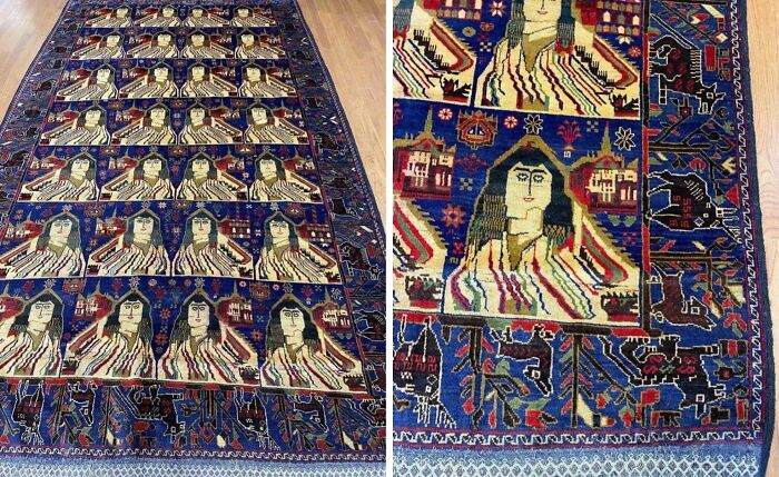 Colorful vintage Afghan Baluch rug