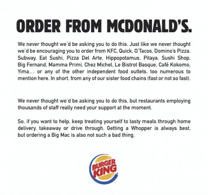 Burger King Tells People To Order From Mcd's