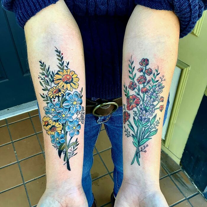 Neo Traditional Wildflowers Tattoo Design – Tattoos Wizard Designs