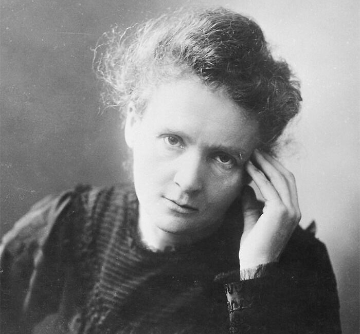 black and white Marie Curie portrait
