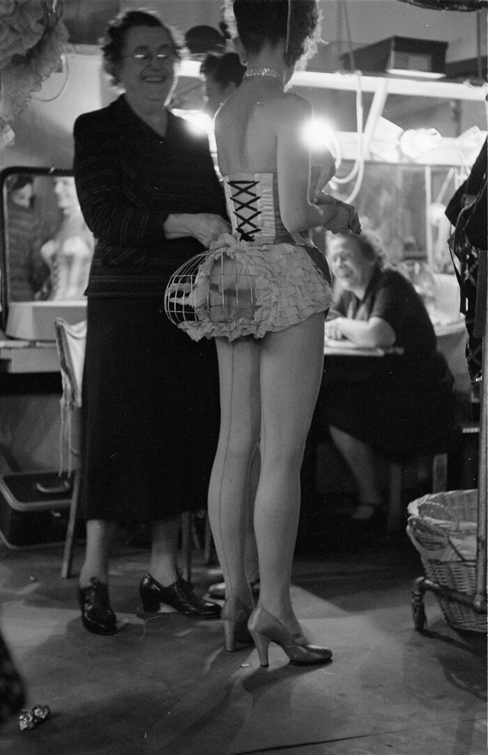 Showgirl With A Stuffed Bird In A Cage On Her Hindquarters At The Latin Quarter Nightclub, New York, 1952