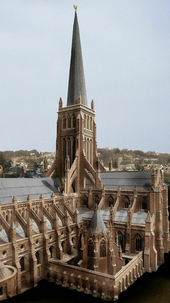 A Digital Reconstruction Of Old St. Paul's Cathedral, Which Was Located In London, England. Completed In 1314, It Was Destroyed In The 1666 Great Fire Of London. The Current Cathedral With Its Iconic Dome Was Built Between 1675 And 1710