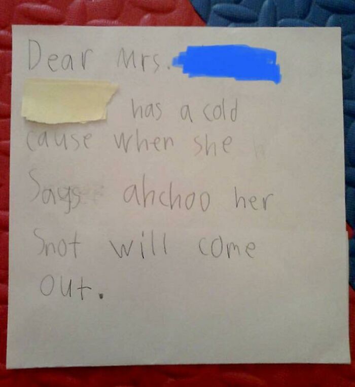 A Kid In My Class Handed Me This Note From Her "Parent" To Excuse Her From Swimming