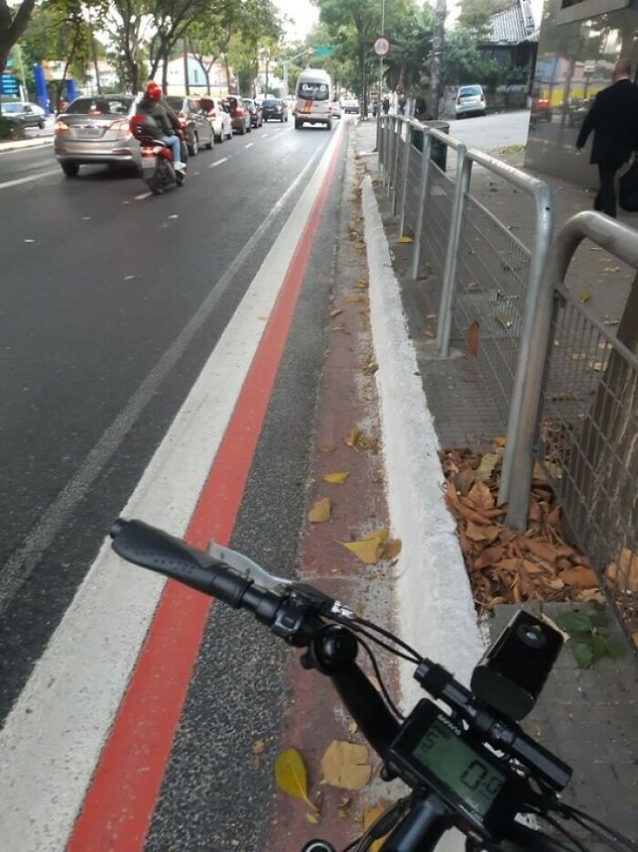 Bike Lane In Street Of Sao Paulo