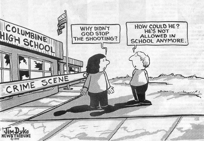 This Cartoon Blaming School Deaths On Secular Environments - Not Meant As An Attack On Christian Schools Btw