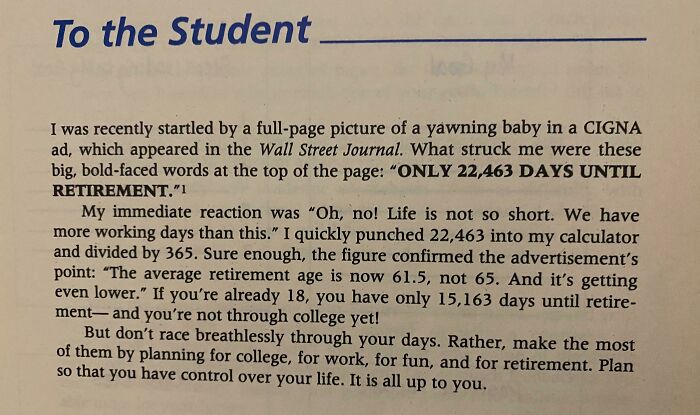 “The Average Retirement Age Is Now 61.5… And It’s Getting Even Lower.” -How To Study In College, Walter Pauk, 1993