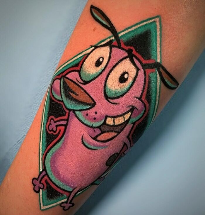 Courage The Cowardly Dog arm tattoo