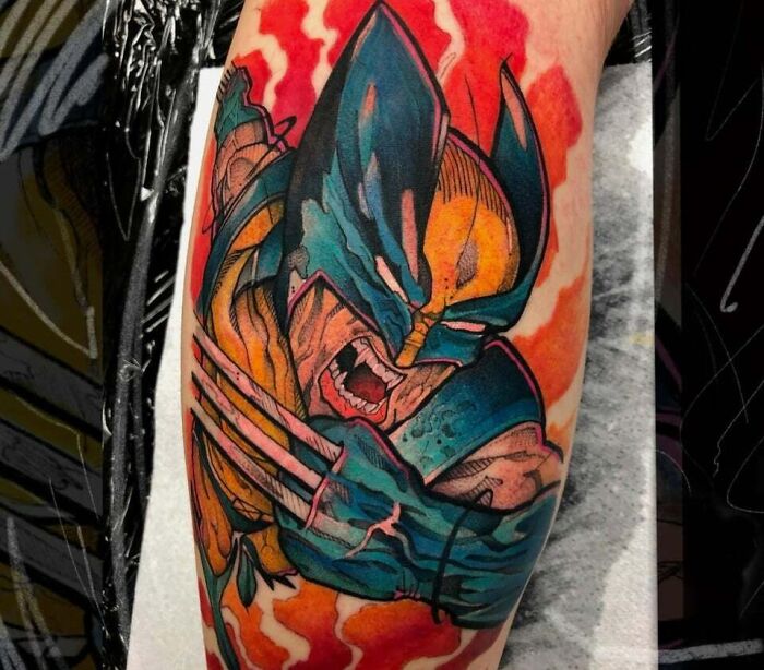 A 1995 Fleer Ultra Marvel X-Men, Wolverine Tribute arm tattoo