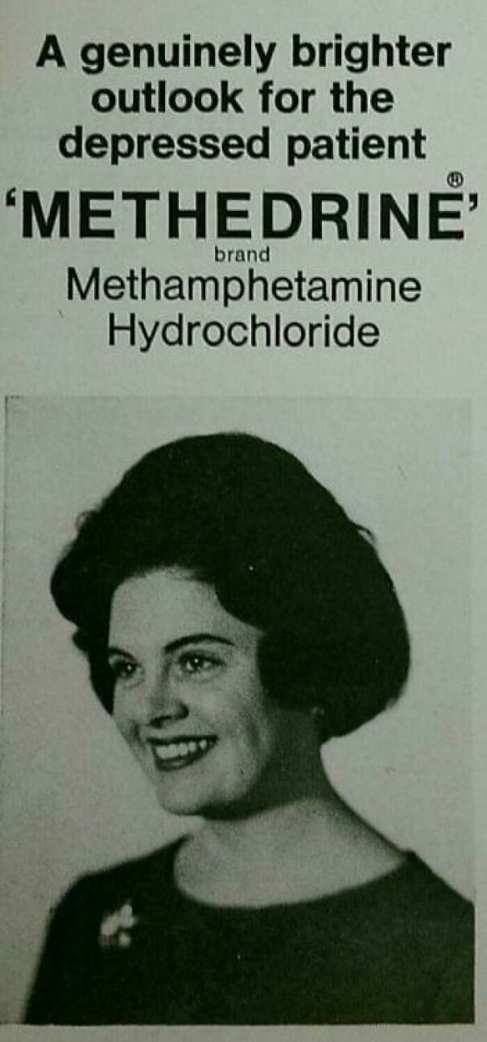 Anuncio de Methedrine en los años 50. Es hidrocloruro de metanfetamina (conocido como speed)