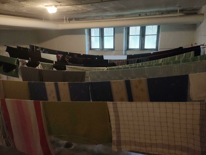 Our Apartment Building Has A Communal Laundry Drying Room